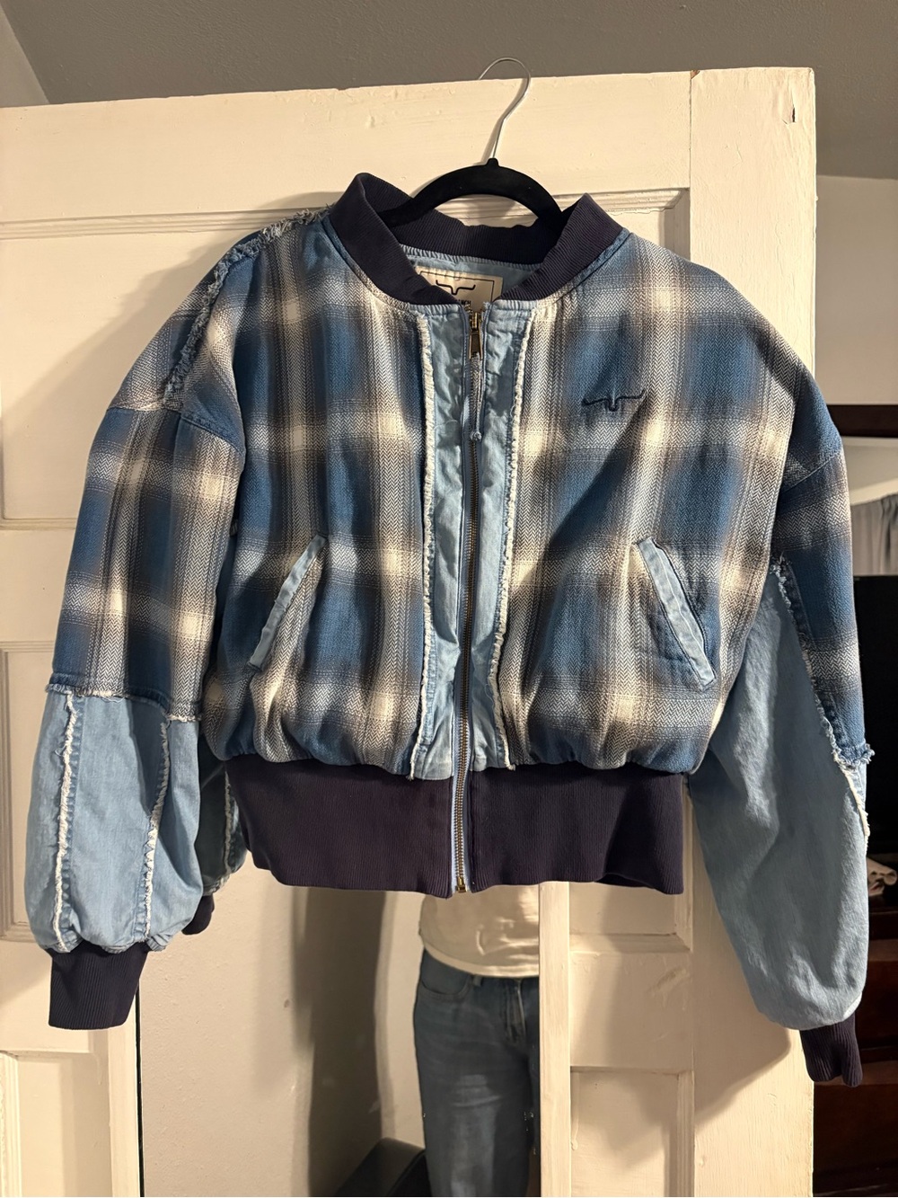 Kimes Ranch Blue Plaid Bomber Jacket